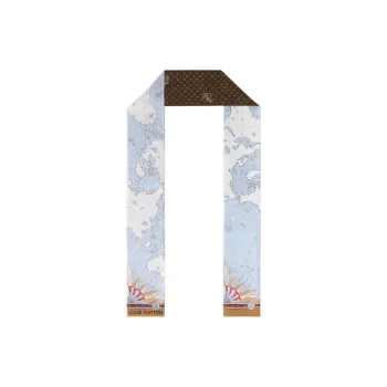 LOUIS VUITTON Silk Scarves Women's Light Blue