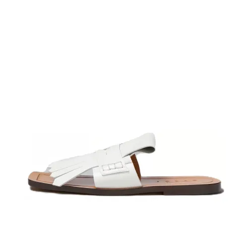 MARNI Fringed Leather Flat Sandals