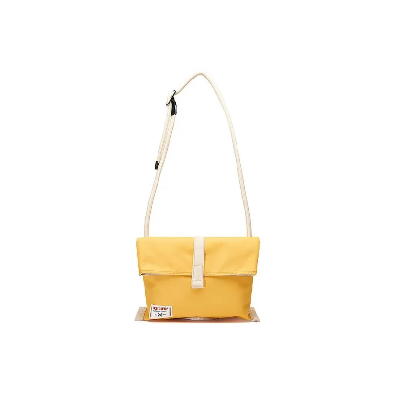 Skechers Fabric Shoulder Bag, Crossbody Bag Medium Size Unisex Amber Gold & Soft White-0
