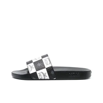 MCM Rubber Sole Slide Slippers Women's Black White