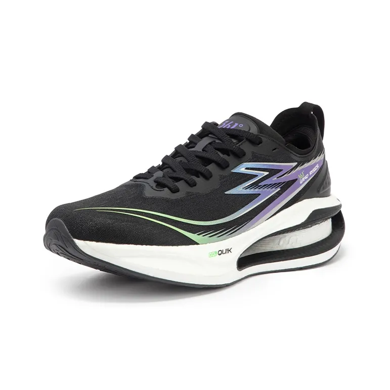 361° Cushioning Anti-Slip Wear-Resistant Breathability Low-Top Running Shoes Men's Black Purple-1