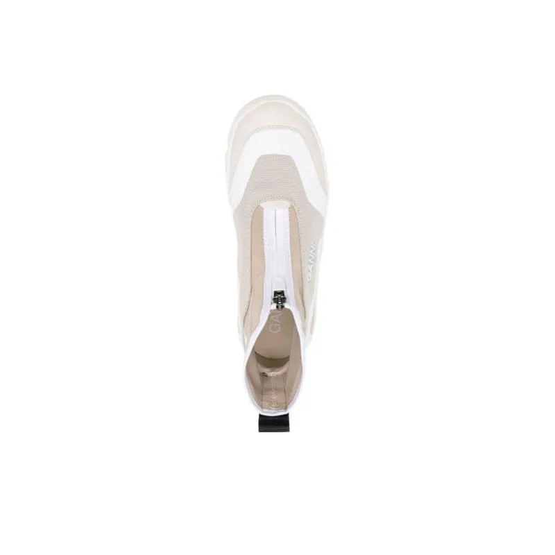 GANNI Slip Resistant High Top Casual Shoes Women's Beige-3