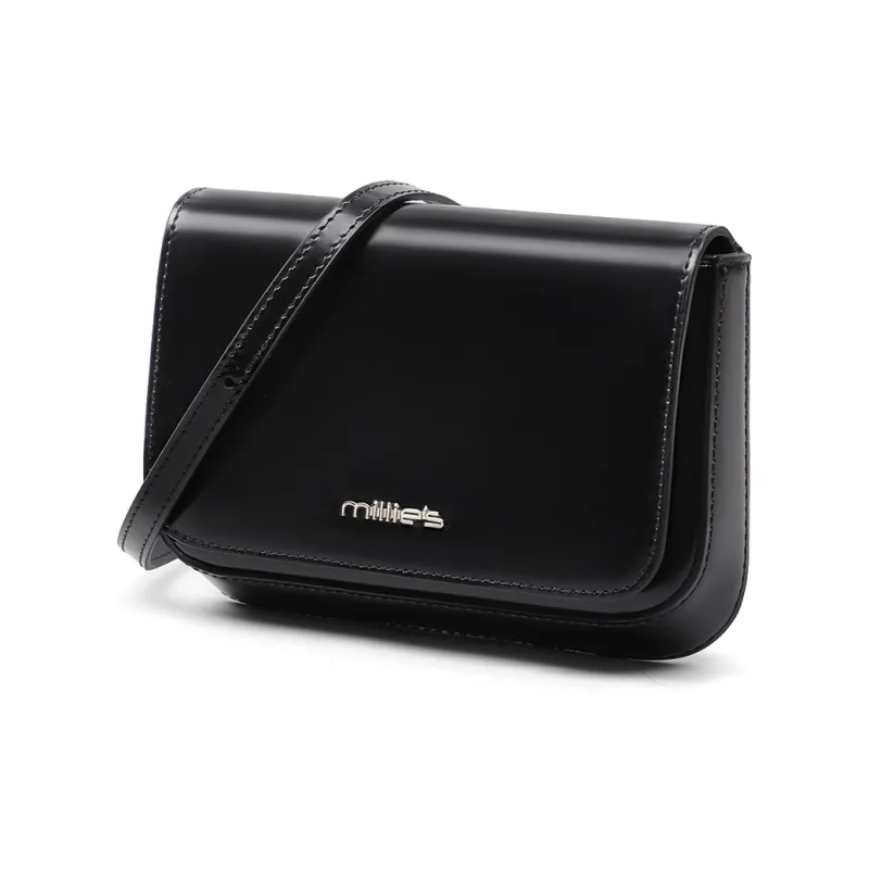 MILLIE'S Cow Leather With Synthetic Leather Shoulder Bag Tofu Bag Regular Women's Coffee/Black-7