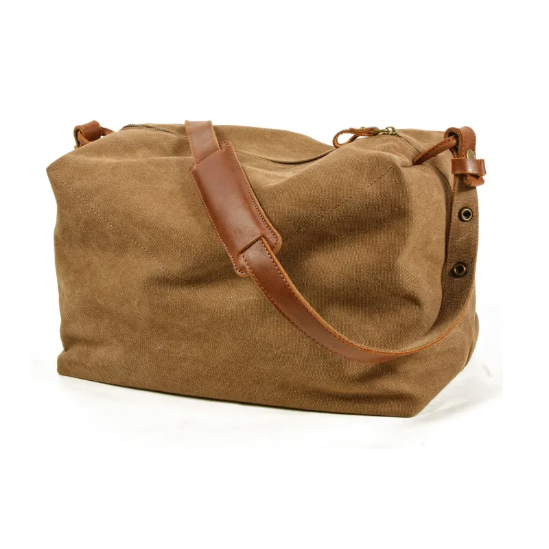 PULUWIRR Cowhide Patchwork Canvas Lightweight Commute Bag Fashion Water Repellent Wear Resistant Travel Bag Unisex-1
