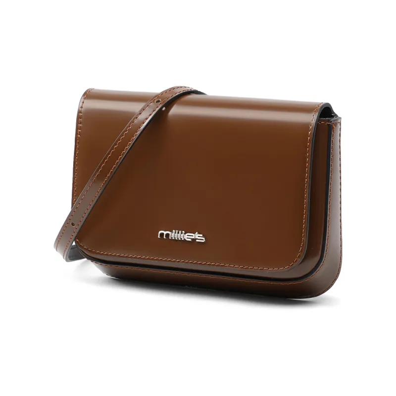 MILLIE'S Cow Leather With Synthetic Leather Shoulder Bag Tofu Bag Regular Women's Coffee/Black-2