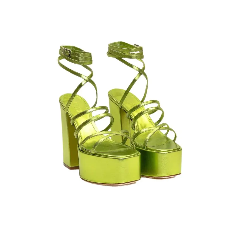 Paris Texas Melena Metallic Ankle Strapped Platform Sandals Women's-2