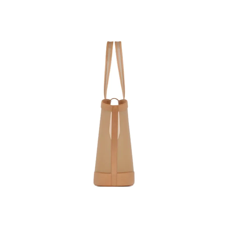 SAINT LAURENT Leather With Polyurethane Basket Bag Handbag Medium Size Women's Oat Milk & Brown & Gold-2