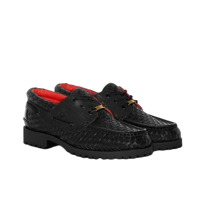 Timberland Woven Leather 3-Eye Lug Supreme Black-1