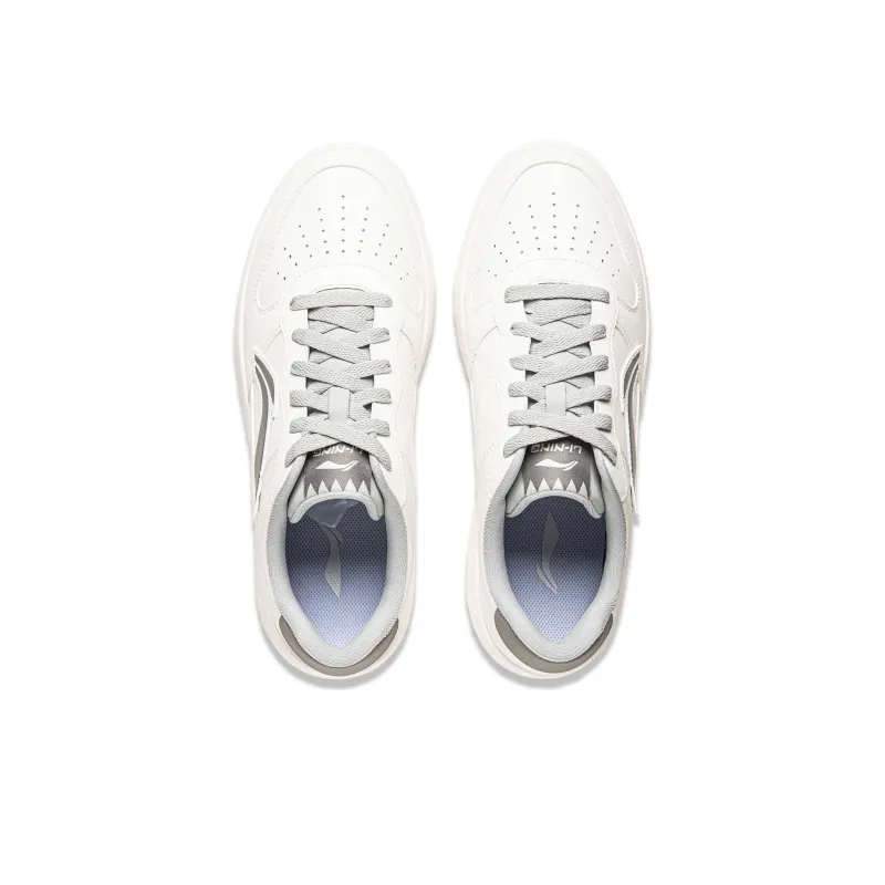 LiNing Pontoon Boats Slip Resistant Cushioning Abrasion Resistant Low Top Skateboard Shoes Men's White Gray-3