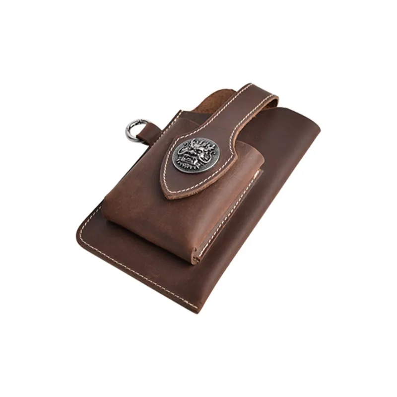 COTECi Cow Leather Cell Phone Pouch Small Size Men's Coffee-4