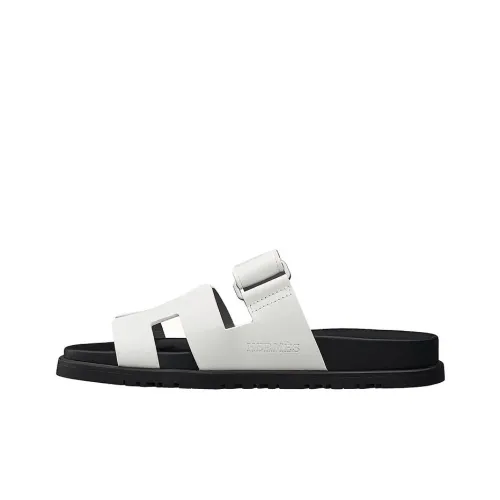 HERMES Chypre Slide Slippers Women's White