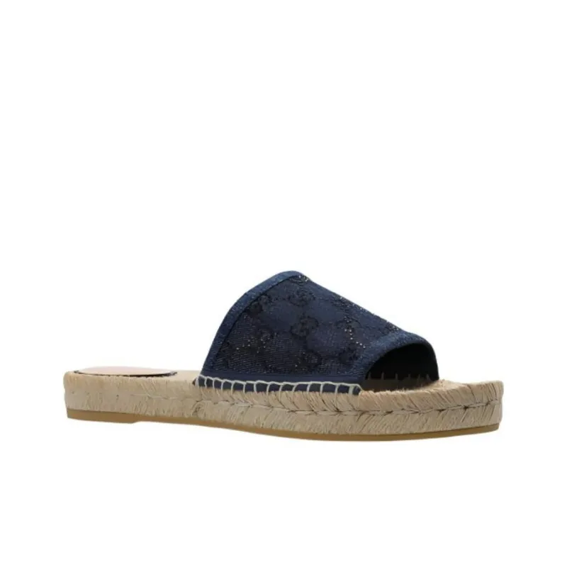 GUCCI Slide Slippers Women's Blue-2