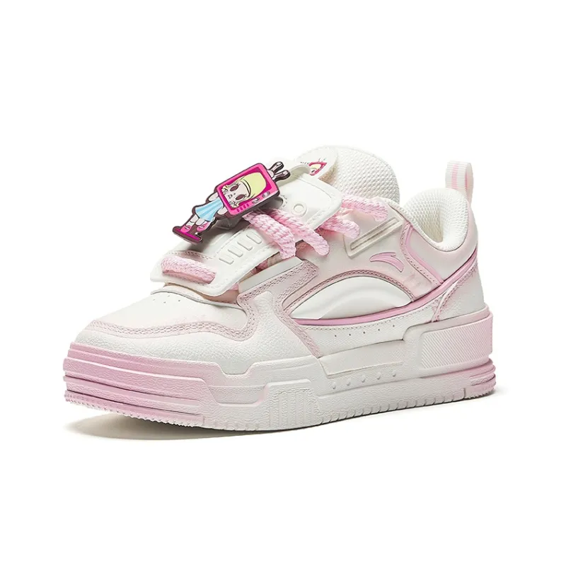 POP MART X Molly x Anta Collaboration 'TV SHOW' Low Top Casual Shoes Women's White Pink-1