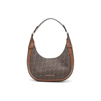 MICHAEL KORS Calfskin One Shoulder Handbag Small Size Women's Camel Brown & Coffee Brown