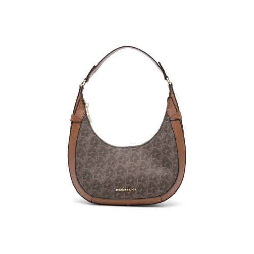 MICHAEL KORS Calfskin One Shoulder Handbag Small Size Women's Camel Brown & Coffee Brown