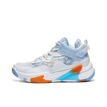 Warrior Anti Slip Wear Resistant Breathable Support Mid Top Basketball Shoes Men's White Light Blue