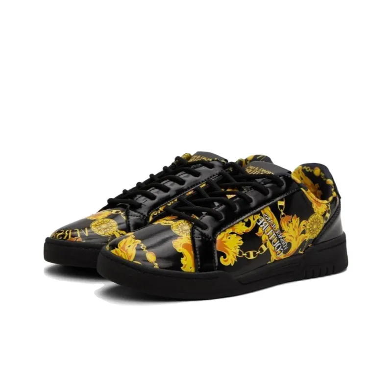 VERSACE JEANS Low Top Skateboard Shoes Men's Black-1
