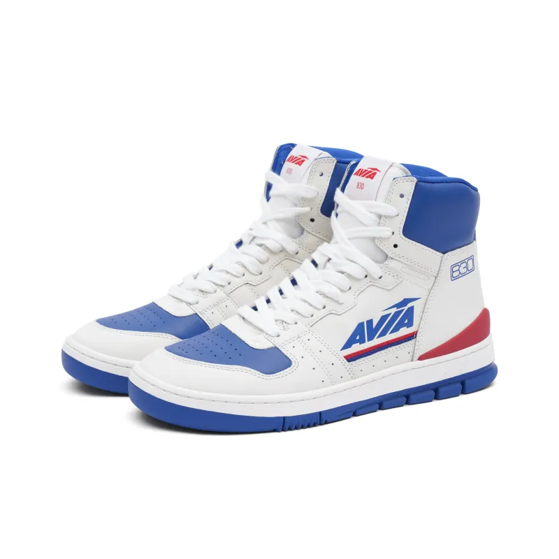 AVIA 830 Series Anti Slip Wear Resistant High Top Vintage Basketball Shoes Men's White Red Blue-2