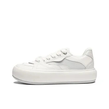 LiNing Puff Platform Slip Resistant Low Top Skateboard Shoes Women's White Gray