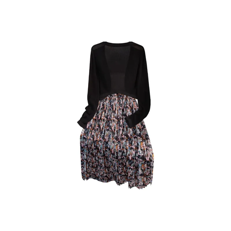 Cypress House Skirt Set Women's Black+Black With Yellow Blue Floral-1