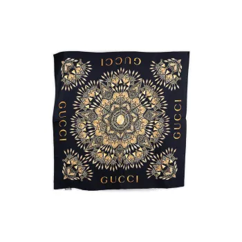 GUCCI Silk Scarves Unisex Black