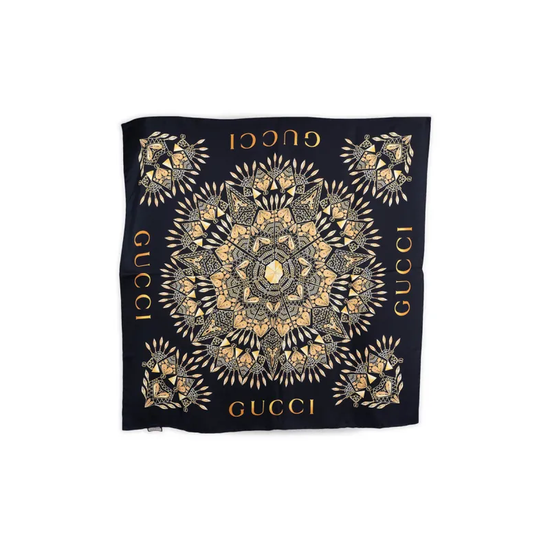 GUCCI Silk Scarves Unisex Black-0
