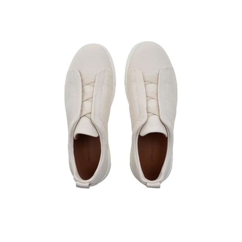 Zegna Triple Stitch Leather Sneakers-3