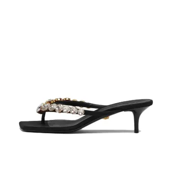 Versace 55mm Crystal embellished Thong Mules