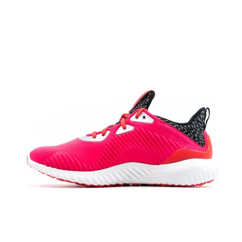 Adidas AlphaBounce J Cushioned Wear Resistant Slip Resistant Low Top Running Shoes Women's Red Black
