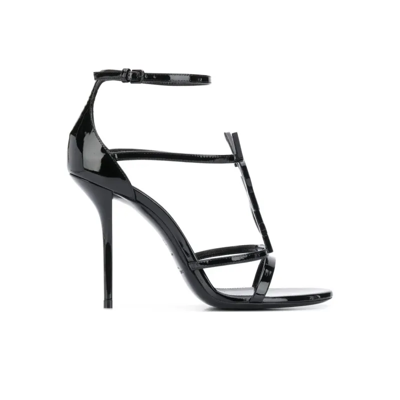 SAINT LAURENT Cassandra One Strap Sandals Women's Black-1