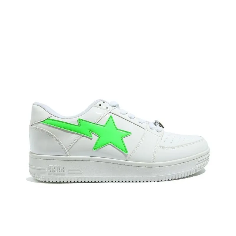 XO x A BATHING APE STA Low Stylish Skateboarding Shoes Women's White Green-1
