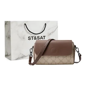 ST&SAT PVC With Cow Split Leather Commute Bag, Shoulder Bag, Crossbody Bag Small Size Women's