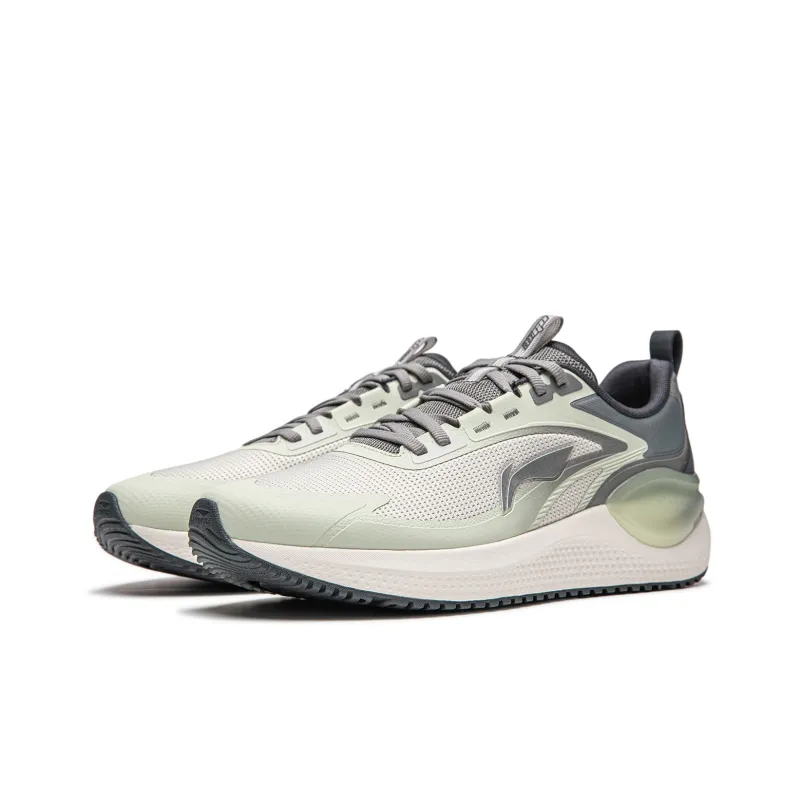 LiNing Eazgo V2 Cushioning Wear Resistant Low Top Casual Running Shoes Men's Gray Green-3