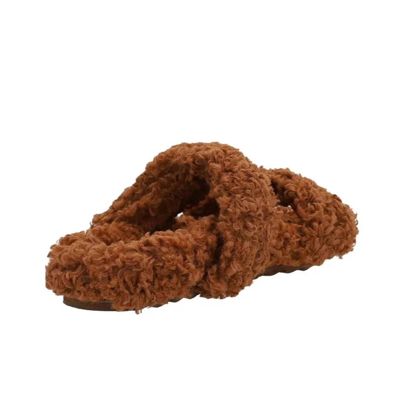 GIABORGHINI Faux fur Double strap Slides-2