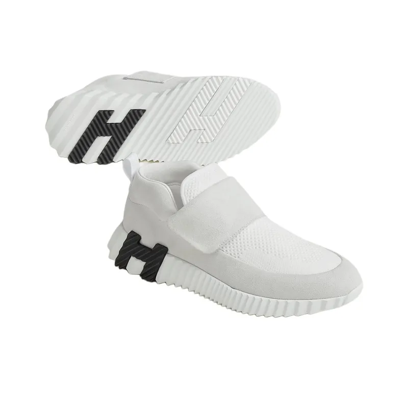 HERMES H Low Top Casual Shoes Women's White Gray-4