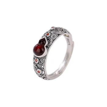 Tinessy Blood Amber Fine Jade Rings Women's