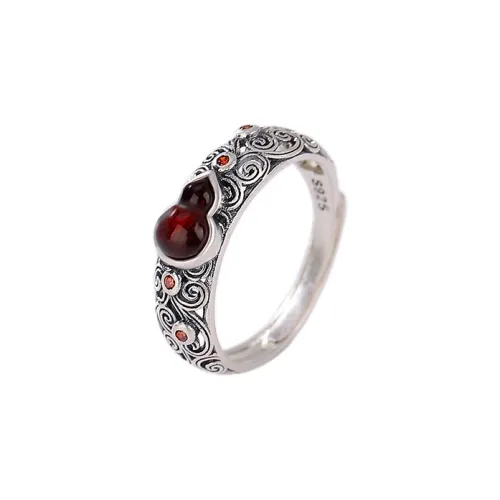 Tinessy Blood Amber Fine Jade Rings Women's