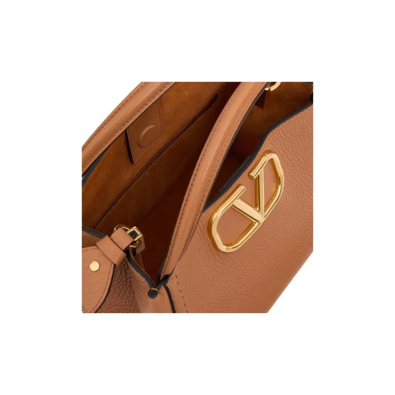 Valentino ALLTIME Grained Calfskin Shoulder Bag Crossbody Bag Handbag Medium Size Women's Almond-5