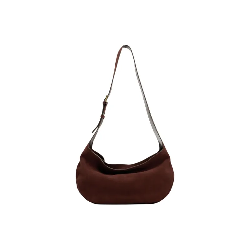 ZARA Sheepskin Shoulder Bag Crossbody Bag Medium Size Women's Dark Red-0