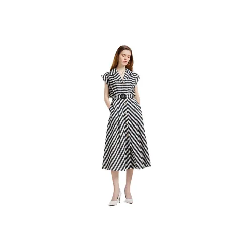 NINI WEST Short-Sleeved Dresses Women's Blue Plaid Pattern