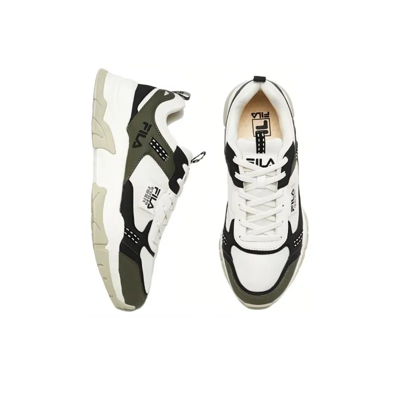 FILA Sash Durable Breathable Low-Top Running Shoes Men's White Green-3