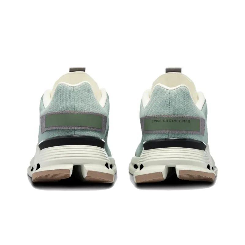 On Cloudnova Cushioning, Wear Resistant Low Top Running Shoes Women's Gray Green-3