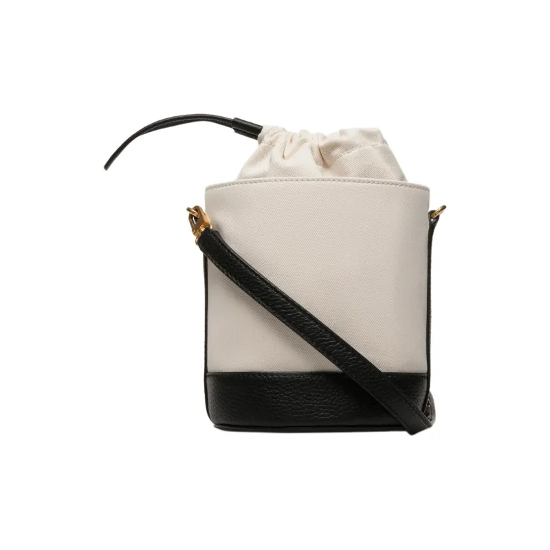 BALLY Fabric With Leather Bucket Bags Shoulder Bag Crossbody Bag Mini Women's Beige & Black-2