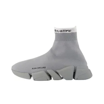 Balenciaga Speed 2.0 Mid Top Casual Shoes Men's Gray Black