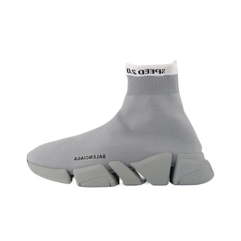 Balenciaga Speed 2.0 Mid Top Casual Shoes Men's Gray Black-0