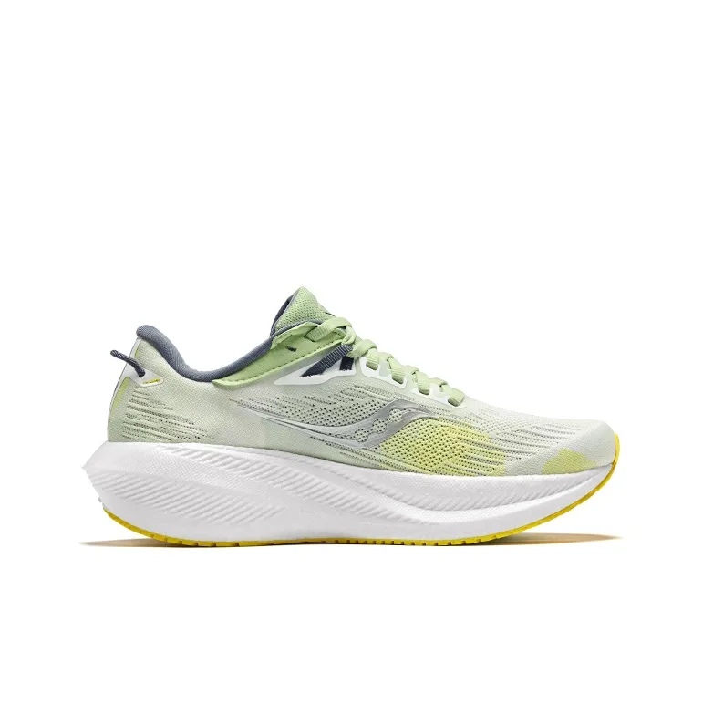 Saucony Triumph 21 Cushioning Breathable Low Top Training Racing Running Shoes Women's White Green-1