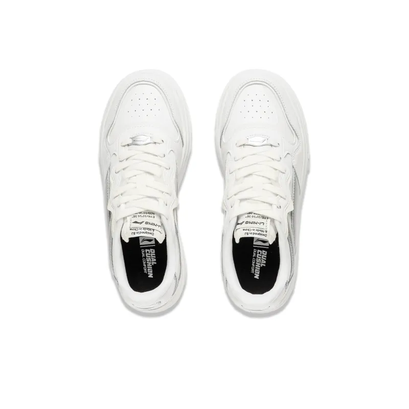 LiNing Future C1 Slip Resistant Cushioning Low Top Skateboard Shoes Women's White Silver-4