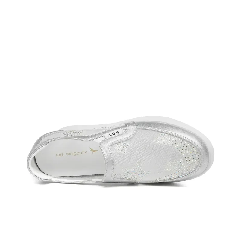 RED DRAGONFLY High Heels Women's Low Top Silver-4