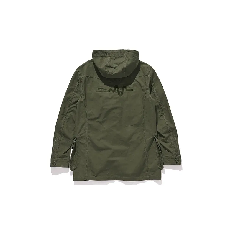 STAYREAL Autobiography Hooded Casual Trench Coat Unisex-1