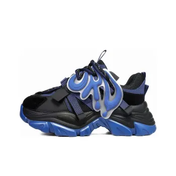 ORD Cushioned Anti Slip Wear Resistant Lightweight Height Increasing Low Top Chunky Sneakers 7cm Unisex Blue